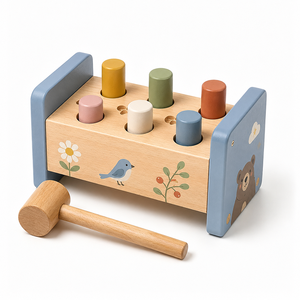 Banc de percussion en bois personnalisé d'usine, jouet éducatif Montessori pour l'apprentissage préscolaire, jeu de marteau à taper, jouet en bois du Vietnam - Product Image 3