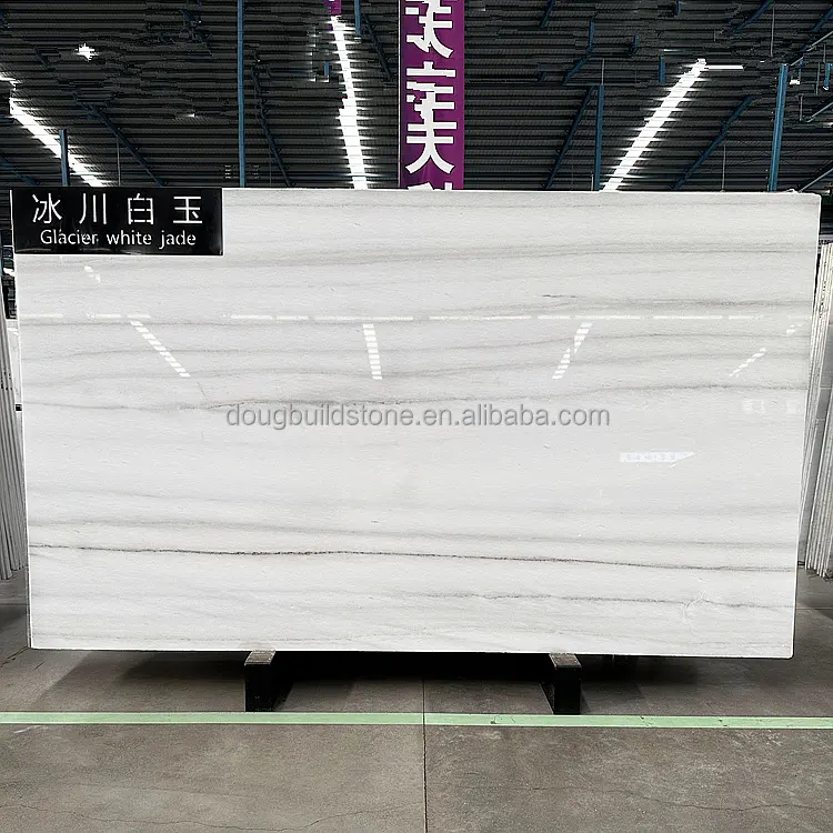 Dougbuild Stone Polished Honed Glacier Frozen White Marble Stone Glacier White Jade Marble