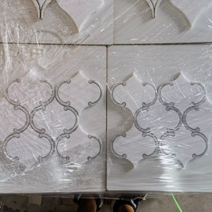 หินอ่อนสีขาวลาย Thassos ยอดนิยมพร้อมกระเบื้องโมเสกเปลือกหอยมุกวอเตอร์เจ็ทสำหรับตกแต่งห้องน้ำและห้องครัว - Product Image 3