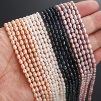 AsVrai U 3-4mm perles d'eau douce naturelles perles en forme de riz noir rose blanc pour la fabrication de bijoux DIY collier bracelet
