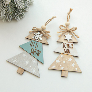 ของประดับต้นคริสต์มาสทำจากไม้แกะสลักพร้อมปล่อยให้หิมะและ joyeux Noel สำหรับตกแต่งต้นคริสต์มาส - Product Image 2