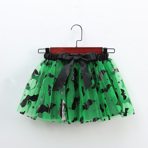Gonna Corta in Tulle Bianca con Stampa Zucca e Pipistrello per Bambine, in Poliestere, per Halloween, Abbigliamento per Bambini all'Ingrosso - Product Image 6