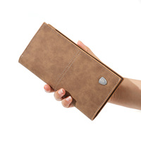 Dompet Pria Panjang Kulit PU Retro Baru, Sederhana dan Tipis dengan Banyak Slot Kartu, Dompet Jas, Tempat Kartu