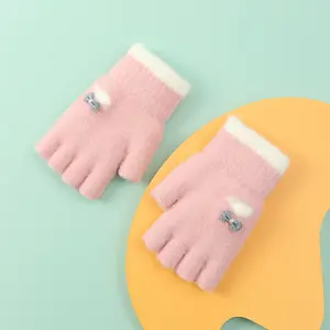 Зимние перчатки с открытыми пальцами, женские теплые перчатки с открытыми пальцами, оптовая продажа с фабрики