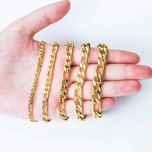 Chaîne <span class=keywords><strong>gourmette</strong></span> cubaine en acier inoxydable 316L plaqué or PVD 18K, 5 largeurs, avec fermoir mousqueton, bijoux <span class=keywords><strong>pour</strong></span> hommes et femmes, vente en gros, personnalisable OEM - Product Image 2