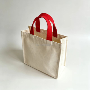 Sac fourre-tout en toile de coton imprimé et laminé, personnalisé et coloré, avec sangle rouge, pour la promotion publicitaire et le shopping - Product Image 6