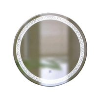Salle de bain intelligente Miroir LED compact irrégulier tricolore Design sans cadre pour le maquillage avec éclairage mural confortable