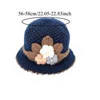 Sombrero de Pescador de Lujo Elegante Tejido a Mano para Mujer, Gorro Vintage de Invierno Cálido con Flores, Sombrero Cloche Suave de Ganchillo, Gorra de Moda Tipo Bote
