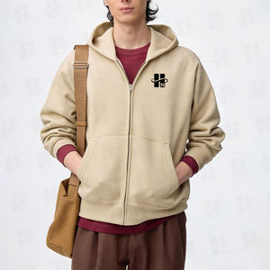 Sudadera con capucha de alta calidad al por mayor, con cremallera completa, logotipo personalizado, ropa exterior informal, peso pesado, 100% algodón, para hombre, con bolsillo. - Product Image 2