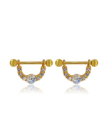 HGC 316L Acier Chirurgical Fileté Intérieurement Bijou d'Oreille Zircon CZ Étoile Barbell pour Nombril