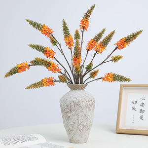 Composition florale artificielle de jacinthes orange en plastique et soie, décoration d'intérieur, branche unique, haute simulation - Product Image 1