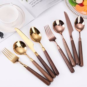 Dinnerware Knife <b>Fork</b> <b>Spoon</b> 304 Stainless Steel Knife <b>Fork</b> <b>Spoon</b> Flatware Wooden Handle Cutlery <b>Set</b> - Product Image 2