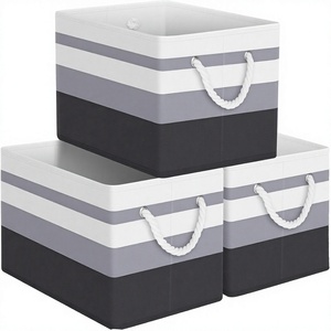 Contenedores Rectangulares Grandes de Papel con Asas de Cuerda, Color Gris Degradado, Paquete de 3 - Product Image 4
