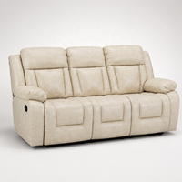 Ensemble de canapés inclinables manuels extensibles modernes 3+2+1 avec console et porte-gobelets, en cuir et structure en bois, pour salon, vente en gros
