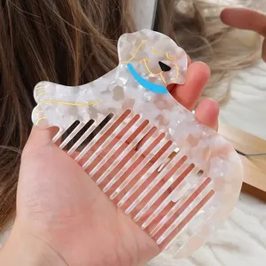 Qianjin personalizzato Labrador personalizzato spazzola per capelli a forma di cane acetato pettine portatile tascabile spazzola per capelli districante