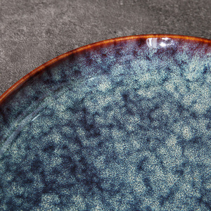Service de vaisselle en grès WEIYE 2025, finition émaillée fantaisie, assiettes rondes en céramique, plat à steak, porcelaine, vaisselle de table en céramique bleue - Product Image 6
