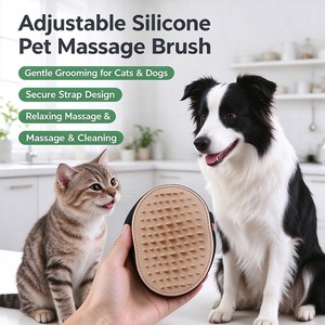 Guante de Silicona para el Cuidado de Mascotas, Cepillo de Masaje para Perros y Gatos, Guante de Baño para Eliminar el Pelo Suelto, Ajustable con Velcro - Product Image 6