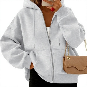 Sweat à capuche zippé pour femme, pull à capuche entièrement zippé, poignets côtelés, poche kangourou, style décontracté streetwear - Product Image 3