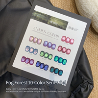 Ensemble de vernis à ongles gel œil de chat 10 couleurs Fog Forest, automne hiver, perles de verre satinées, vernis gel œil de chat, nécessite une lampe à ongles pour sécher