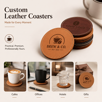 Ensemble de sous-verres en cuir de haute qualité avec logo personnalisé, sous-verres ronds en cuir véritable PU, tapis pour tasse à café, cadeau d'entreprise en gros