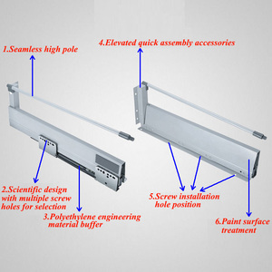 86 160 192 mm Slim Hydraulic Full Extension Unterbau <span class=keywords><strong>Tendem</strong></span> Box Schubladen führungen Soft Close Kitchen <span class=keywords><strong>Tendem</strong></span> Box Schubladen führung - Product Image 4
