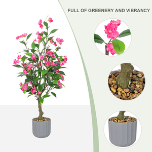 Árbol de flores de boj, bonsái, plantas artificiales, flor de melocotón, rosa, hojas verdes, personalizables, en <span class=keywords><strong>maceta</strong></span> - Product Image 5