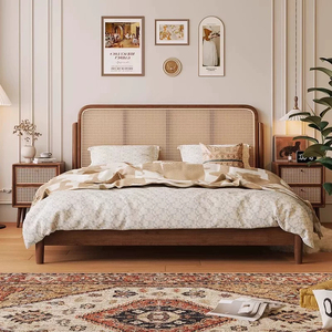 Lit double en bois massif de style vintage français avec tête de lit incurvée, parfait pour les chambres, les chambres <span class=keywords><strong>d</strong></span>'hôtes, les hôtels et les villas - Product Image 3