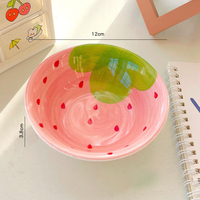 Bol en céramique de dessin animé mignon cuillère fraise et pastèque bol de riz mignon pour enfants bol à soupe vaisselle