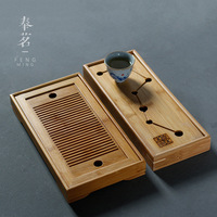 Plateau à thé portable en bambou, nouveau style chinois, design long et carré, multifonctionnel, fait main, pour bureau, hôtel et voyage