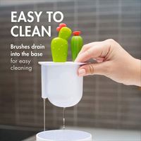 Ensemble de brosses de nettoyage pour bouteilles d'eau avec manche en bois de cactus pour les couvercles de tasses, les espaces et les biberons