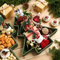 Plateau de rangement en papier tressé, panier de rangement en forme de sapin de Noël, décoration de bureau, accessoires de photographie, boîte cadeau de Noël, plateau à collations