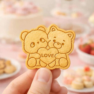 Collezione di Stampi per Biscotti a Forma di Orsetto Cartoon che si Abbraccia per San Valentino, per Tutte le Tue Esigenze di Dolci <span class=keywords><strong>e</strong></span> Amorevoli Creazioni da Forno - Product Image 1