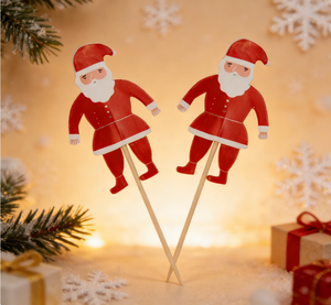 902138 Bâtonnets en papier Père Noël de <span class=keywords><strong>10</strong></span> cm de haut pour centre de table de Noël, cupcakes et desserts, décoration de fête - Product Image 3