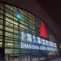 Grille d'écran extérieur transparent led maille écran pixel rvb lumière média maille bâtiment façade rideau affichage usine