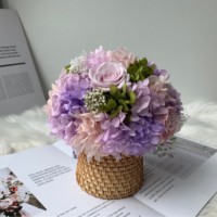 Lovebay Ge conserveerde Rozen Doos Paddenstoel Echte Bloemen in Bamboe Mandje Geïmmobiliseerde Bloemen Ge conserveerde Rozen voor Valentijnsdag Cadeau