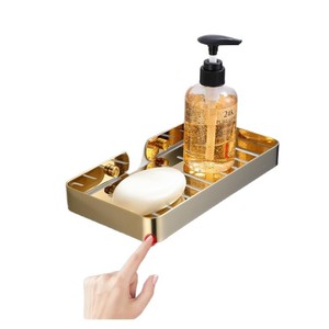 Porte-savon mural standard en acier inoxydable doré avec drain pour salle de bain - Product Image 5