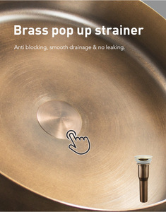 Lavabo Industriale Rotondo in Acciaio <span class=keywords><strong>Inox</strong></span> 304 Bronzo Vintage per Bagno di Hotel e Bagni Pubblici - Product Image 3