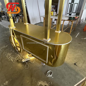 Lisse Brillant Or Acrylique Champagne Doux Dessert Bonbons <span class=keywords><strong>Chariot</strong></span> Fleur Dessert <span class=keywords><strong>Bar</strong></span> Présentoir PVC Bonbons <span class=keywords><strong>Chariot</strong></span> avec Roues - Product Image 5