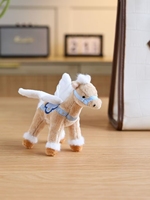 Llavero de Peluche de Pegaso Negro Suave con Alas Doradas de Lujo para Colgante de Bolso de Boutique o Regalo