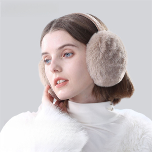 Gu Teng <span class=keywords><strong>Cache</strong></span>-oreilles d'hiver pour <span class=keywords><strong>femme</strong></span> en fausse fourrure de lapin, chauds, épais, surdimensionnés, moelleux, coupe-vent, résistants au froid et pliables - Product Image 4