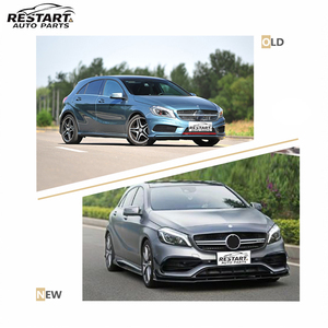 Kit de carrocería Restart para <span class=keywords><strong>Mercedes</strong></span> Benz Clase A W176 hasta <span class=keywords><strong>2018</strong></span>, estilo <span class=keywords><strong>AMG</strong></span> A45, con parachoques delantero y trasero, parrilla, guardabarros, capó y faros. - Product Image 2