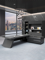 Société de luxe Modern Light Table de direction Mode simple patron Bureau et chaise combinés avec armoire latérale et bibliothèque
