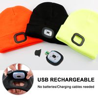 Gorro de Punto LED Unisex para Adultos y Adolescentes, Gorro de Invierno con Luz Nocturna para Correr de Noche, Gorro de Punto Cálido con Lámpara Frontal