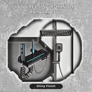 Dual Handle Brass <b>Chrome</b> Rain Shower Faucet Slide Bar Soft Gun Grey <b>Polished</b> Ceramic Valve Multifunctional Pressurized Metered - Product Image 3