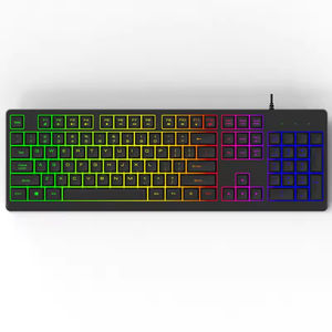 Teclado de Oficina Negro de 104 Teclas, Membrana USB, Cableado, Personalizado, Tamaño Completo, 5 Colores de Iluminación, Retroiluminado - Product Image 3