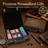 Boîte à jetons de poker en cuir vierge gravée au laser, boîte cadeau professionnelle en cuir PU pour jeu de cartes, pour mari, joueur de poker