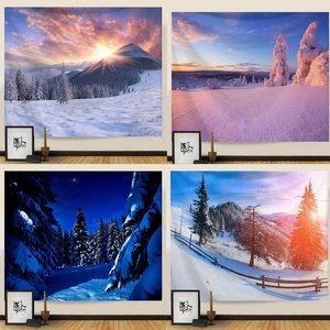 Art Decor Naturel <span class=keywords><strong>Neige</strong></span> Paysage Paysage Série Brossé Tissu Court En Peluche Haute Qualité Tapisseries En Gros Cadeau De Vacances - Product Image 4