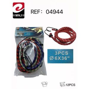 Elastic Cord Hook Luggage Strap 3Pcs 6X36 In For Ski Bag Binding Straps - Product Image 3