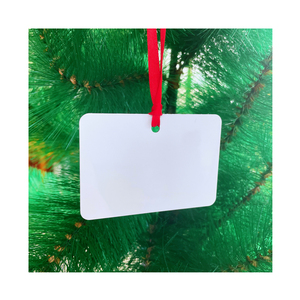 2026 Klaar voor verzending Dubbelzijdige ronde cirkelvormige kerstboomversieringen op maat met sublimatieprint, blanco, met rode lintjes - Product Image 5