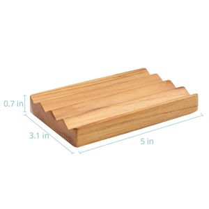 Porte-savon en bois rectangulaire auto-drainant pour rangement de salle de bain sur comptoir - Product Image 2